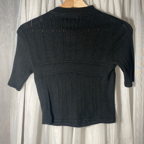 Mame Kurogouchi Uniqlo collab black 3D knit bra detail crop top - Picture 4 of 5